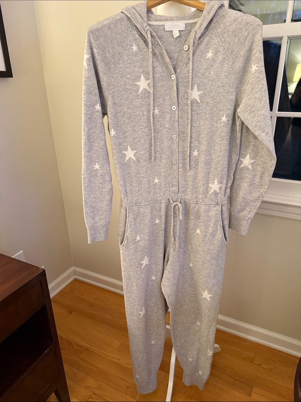THE WHITE COMPANY LOUNGE 🇬🇧 Gray Stars Jumpsuit Size Large